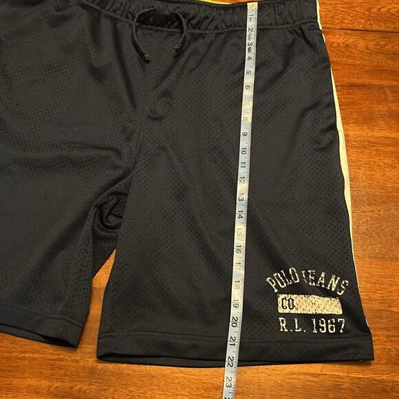 Vintage Men’s Polo Jeans Company Blue and Yellow Basketball Shorts Size XL - Picture 7 of 8
